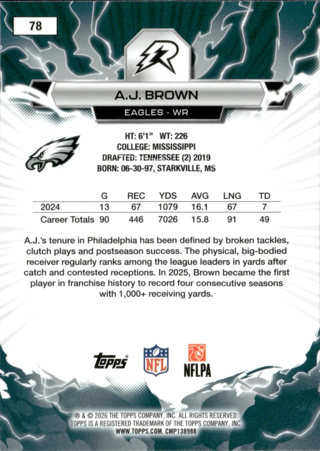 A.J. Brown card back