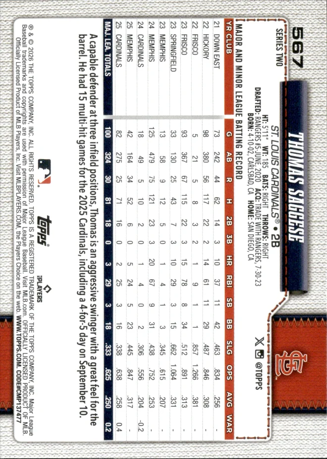 Thomas Saggese card back