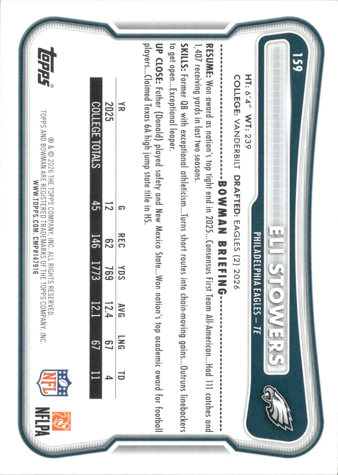 Eli Stowers card back