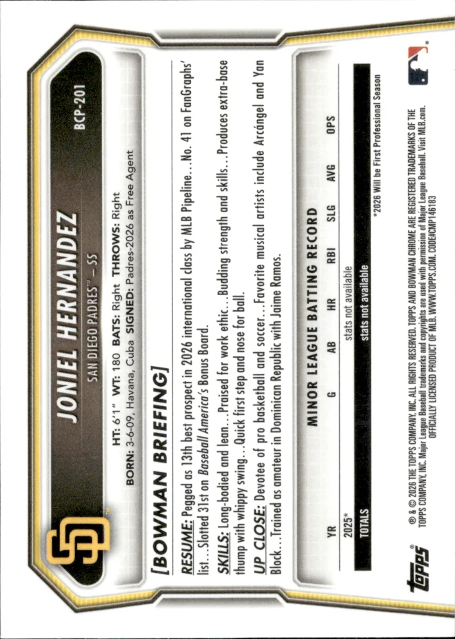 Joniel Hernandez card back