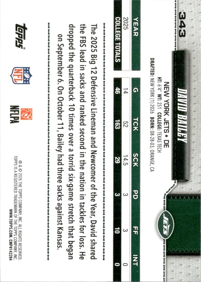 David Bailey card back