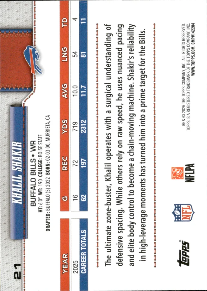Khalil Shakir card back