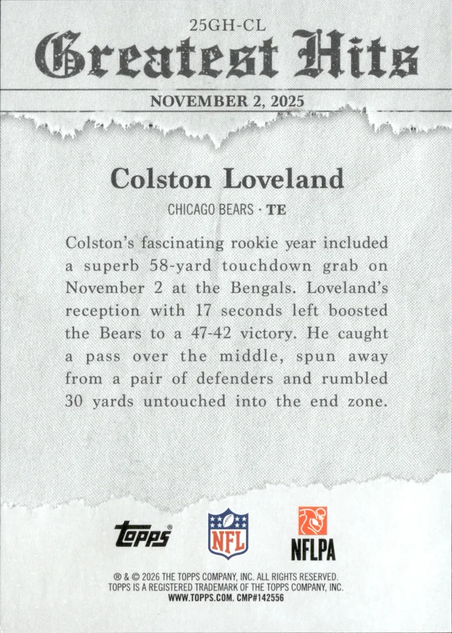 Colston Loveland card back