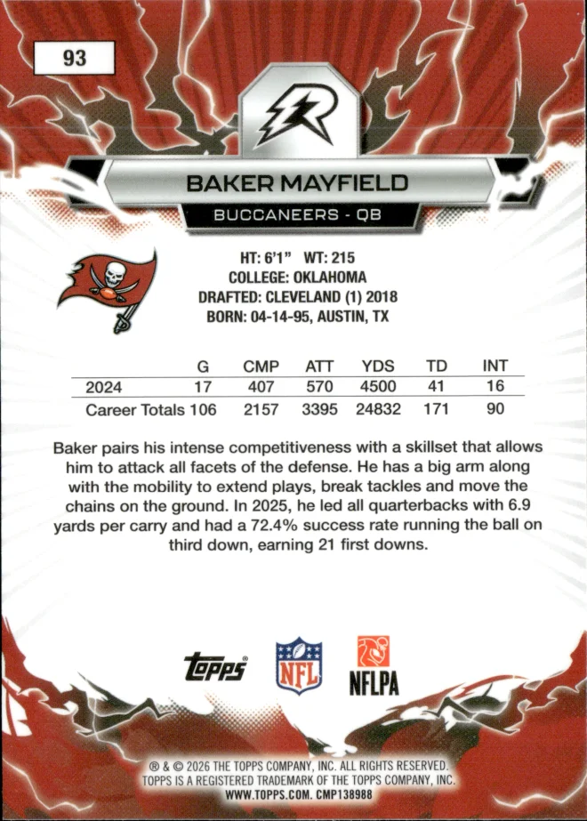 Baker Mayfield card back