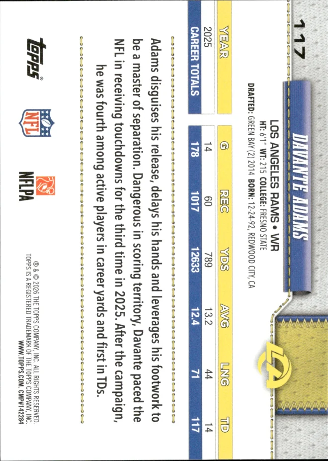Davante Adams card back