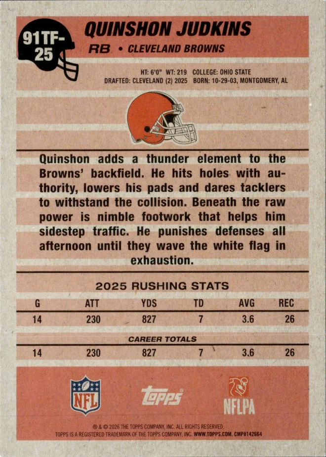 Quinshon Judkins card back