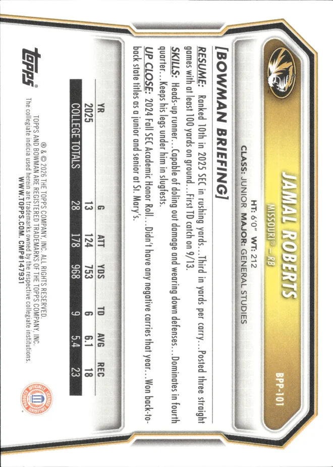 Jamal Roberts card back