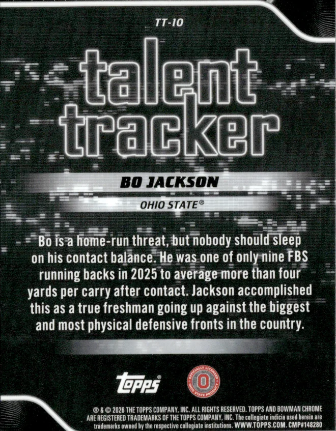Bo Jackson card back