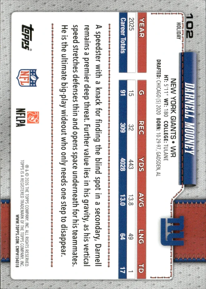 Darnell Mooney card back