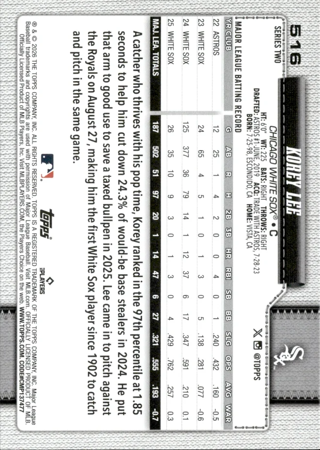 Korey Lee card back