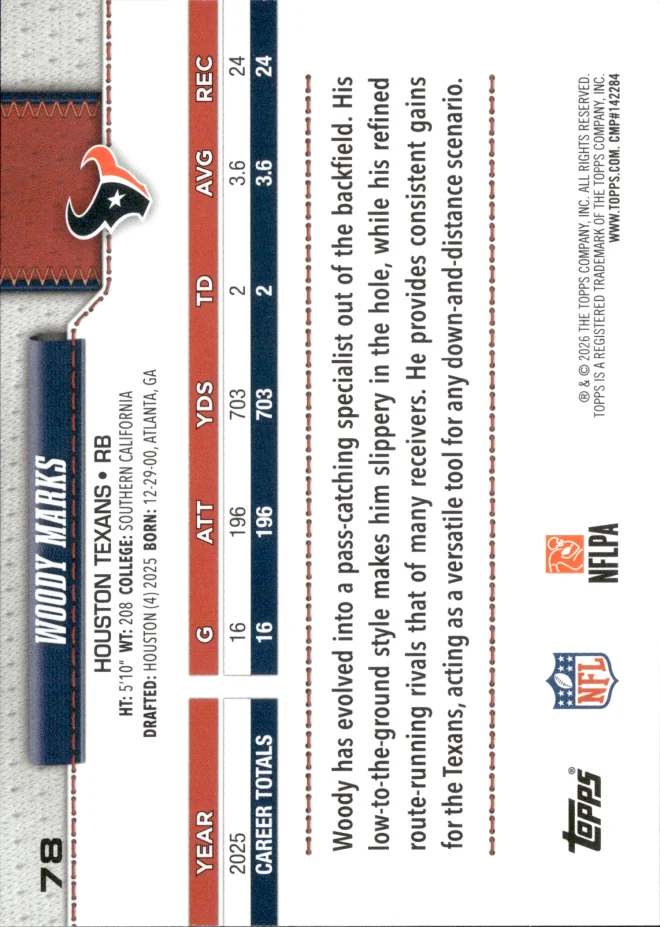 Woody Marks card back