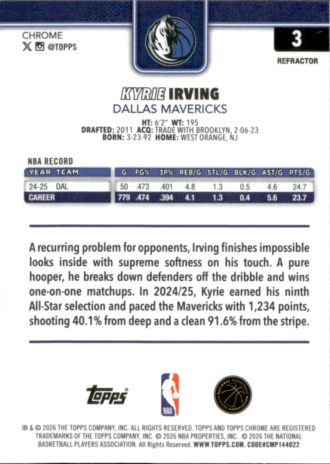 Kyrie Irving card back