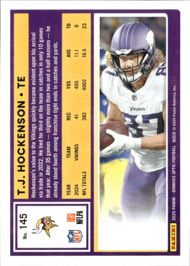 T.J. Hockenson card back