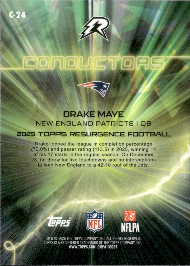 Drake Maye card back