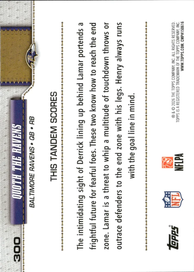 Lamar Jackson / Derrick Henry card back