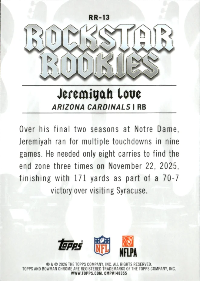 Jeremiyah Love card back