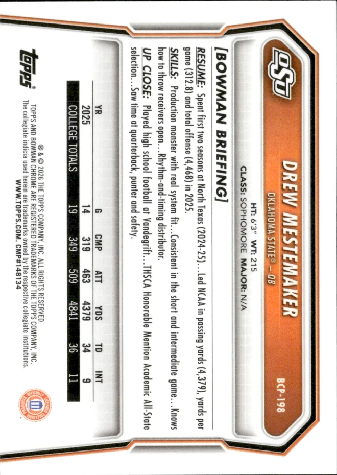 Drew Mestemaker card back