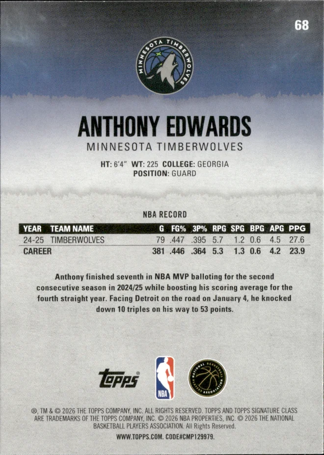 Anthony Edwards card back