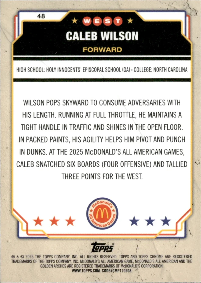 Caleb Wilson card back