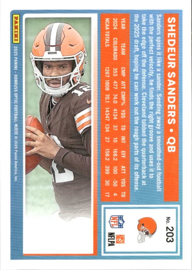 Shedeur Sanders card back
