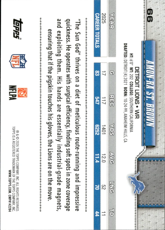 Amon-Ra St. Brown card back