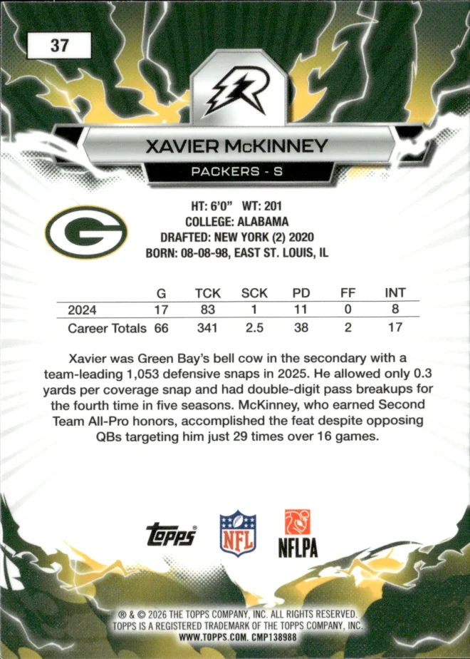 Xavier McKinney card back