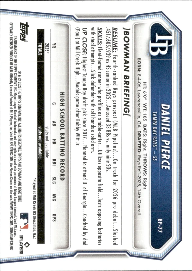 Daniel Pierce card back