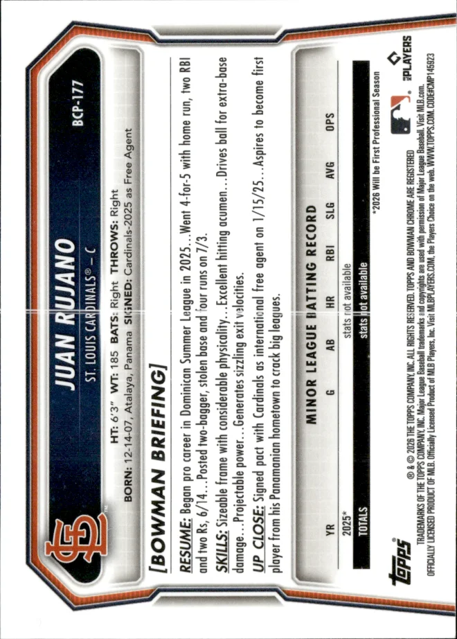 Juan Rujano card back