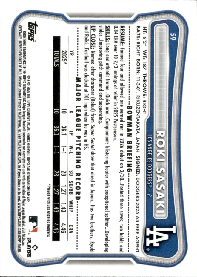Roki Sasaki card back