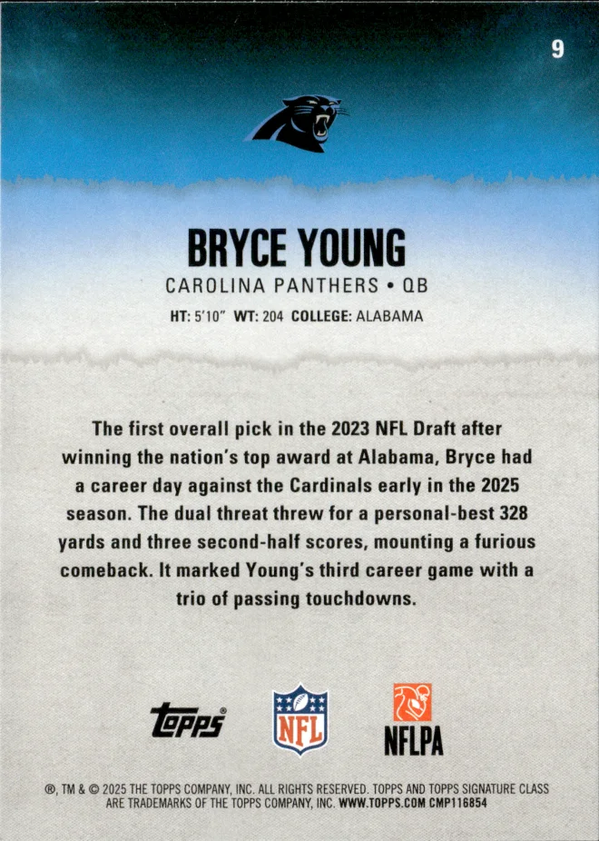 Bryce Young card back