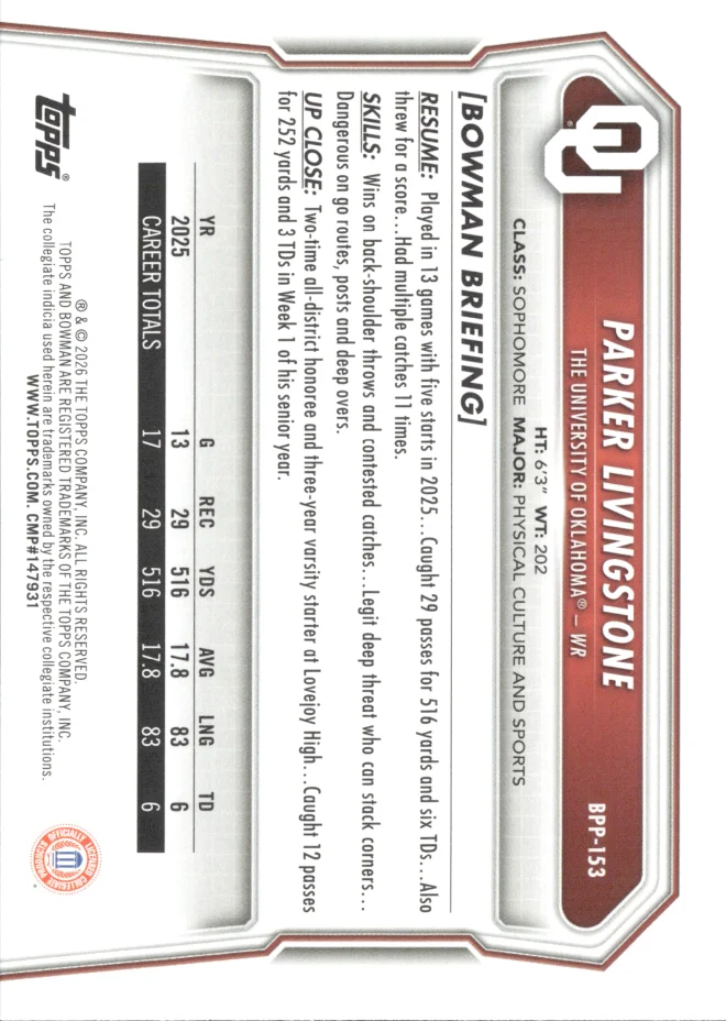 Parker Livingstone card back