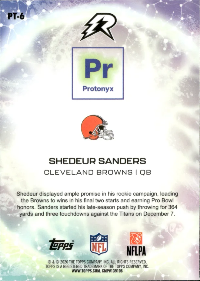 Shedeur Sanders card back