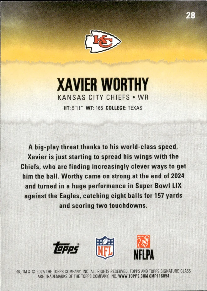 Xavier Worthy card back