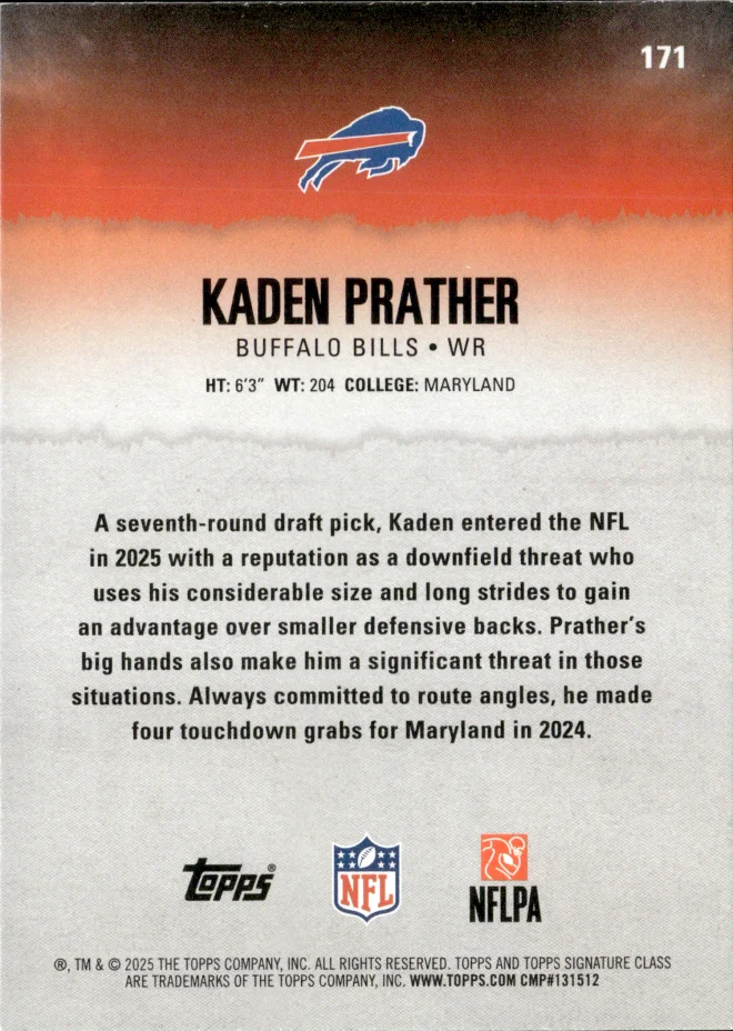 Kaden Prather card back
