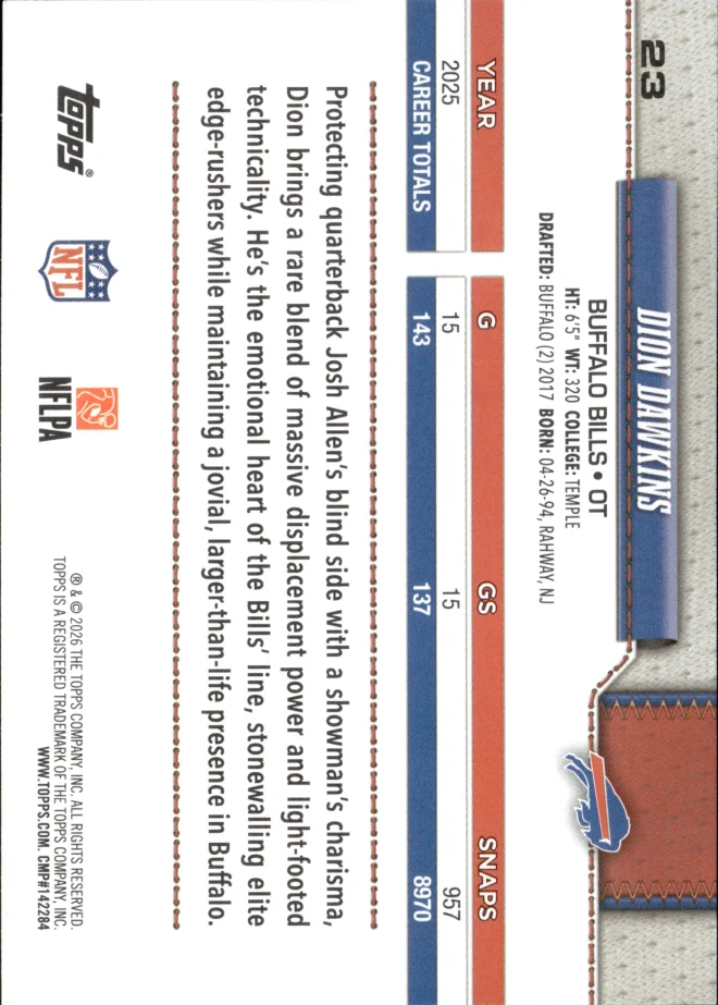 Dion Dawkins card back