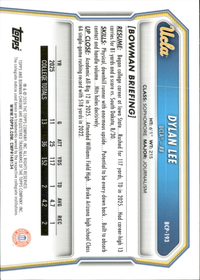 Dylan Lee card back