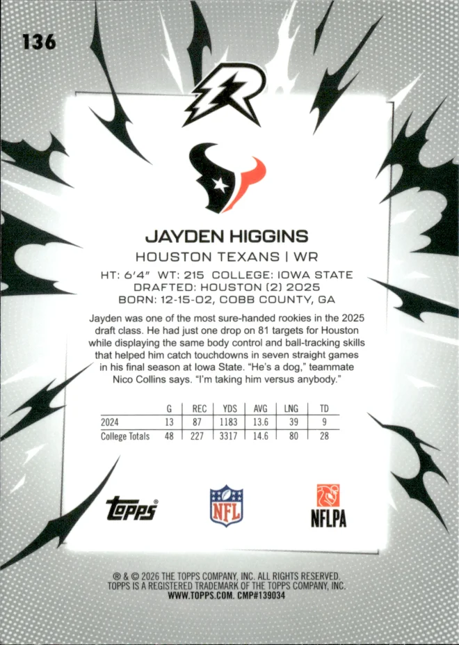 Jayden Higgins card back