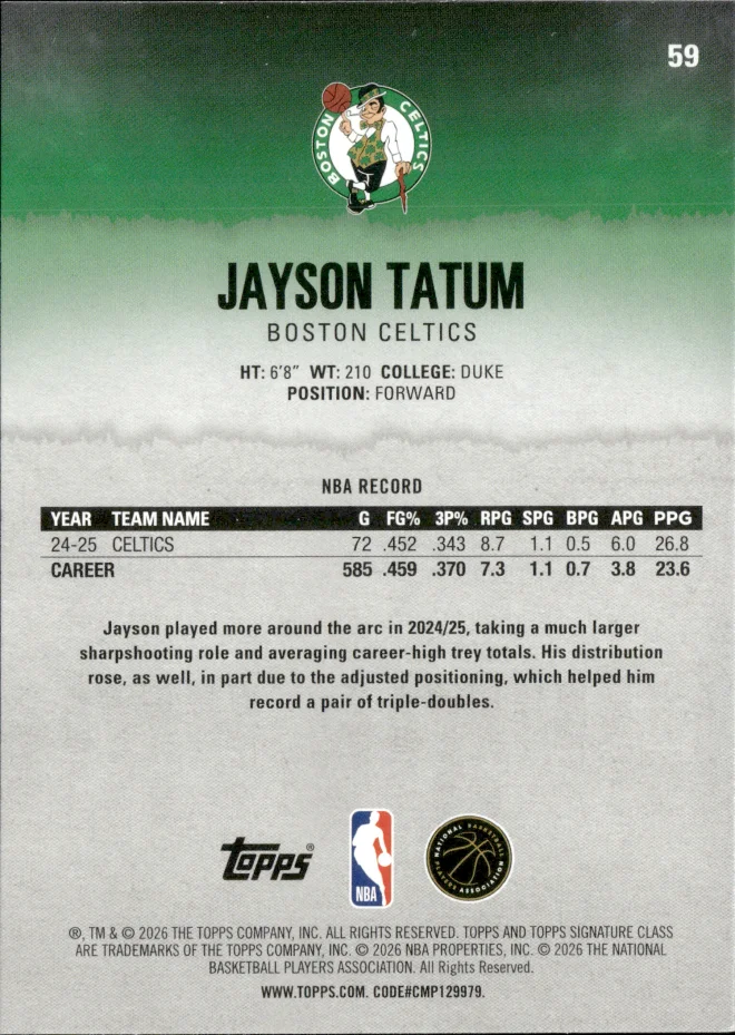 Jayson Tatum card back