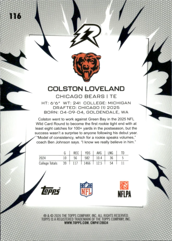 Colston Loveland card back