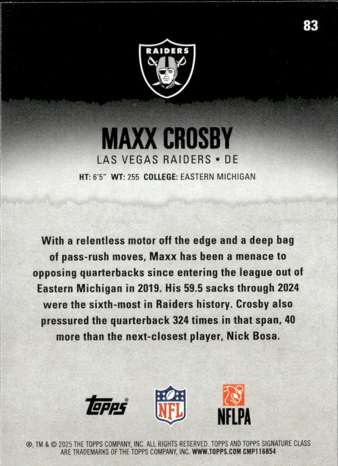 Maxx Crosby card back