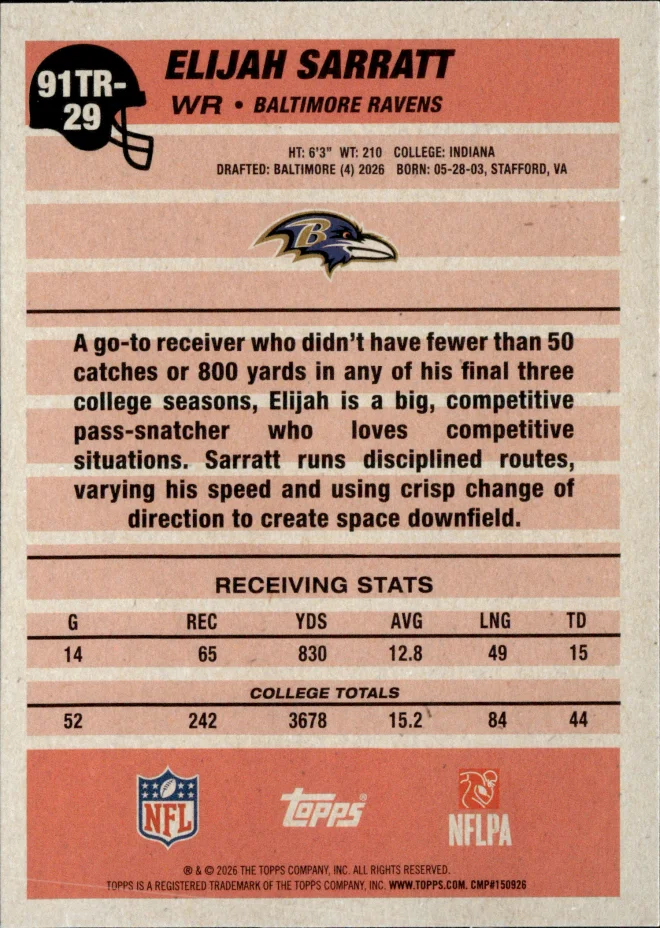 Elijah Sarratt card back