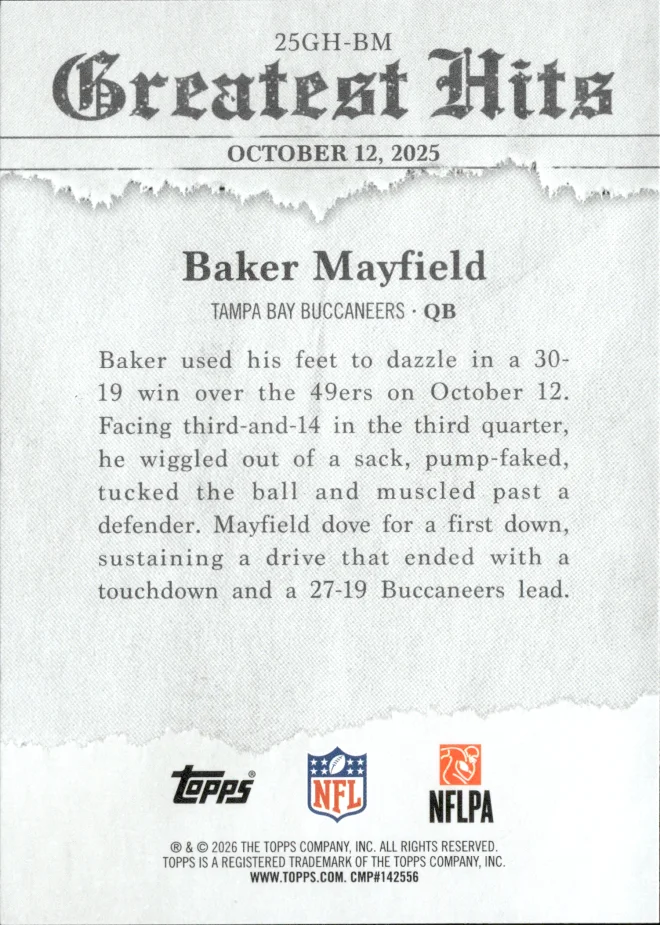 Baker Mayfield card back
