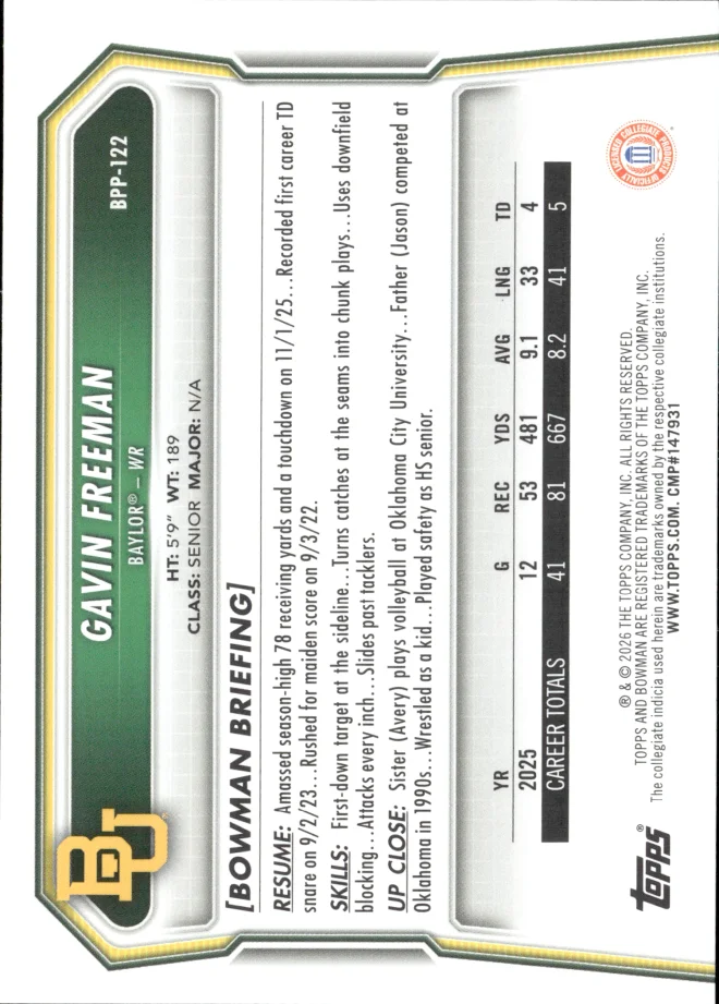 Gavin Freeman card back