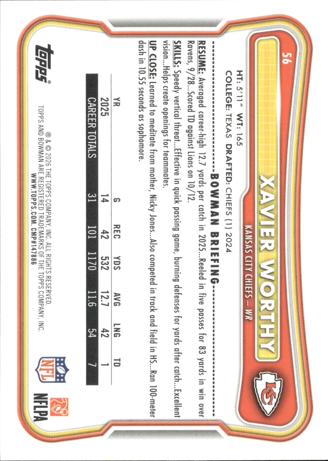 Xavier Worthy card back