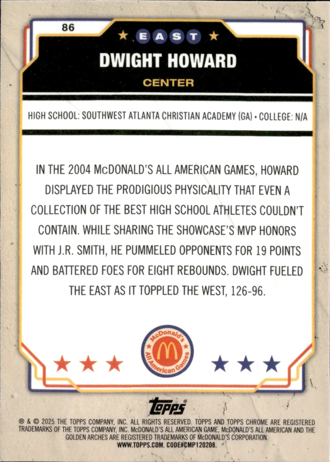 Dwight Howard card back