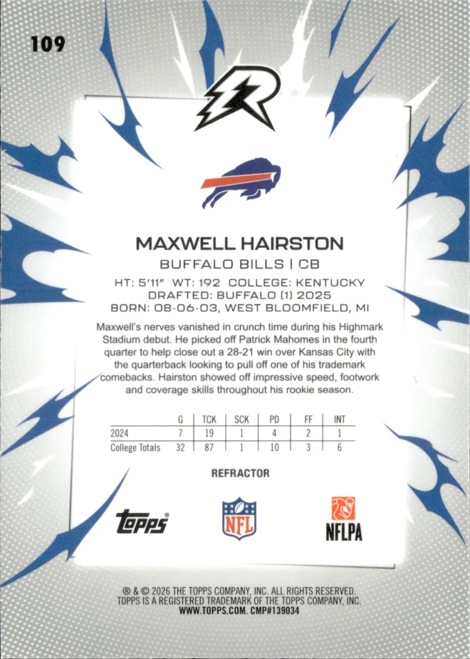 Maxwell Hairston card back