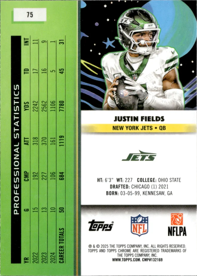Justin Fields card back