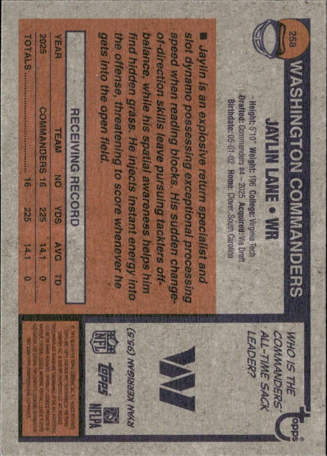 Jaylin Lane card back