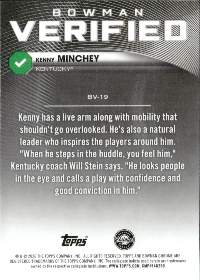 Kenny Minchey card back