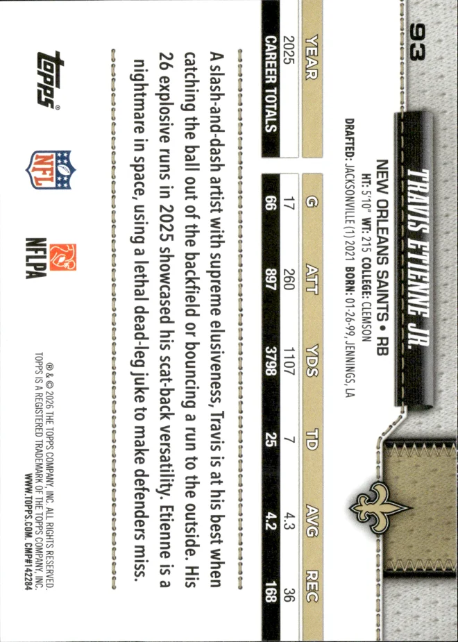 Travis Etienne Jr. card back